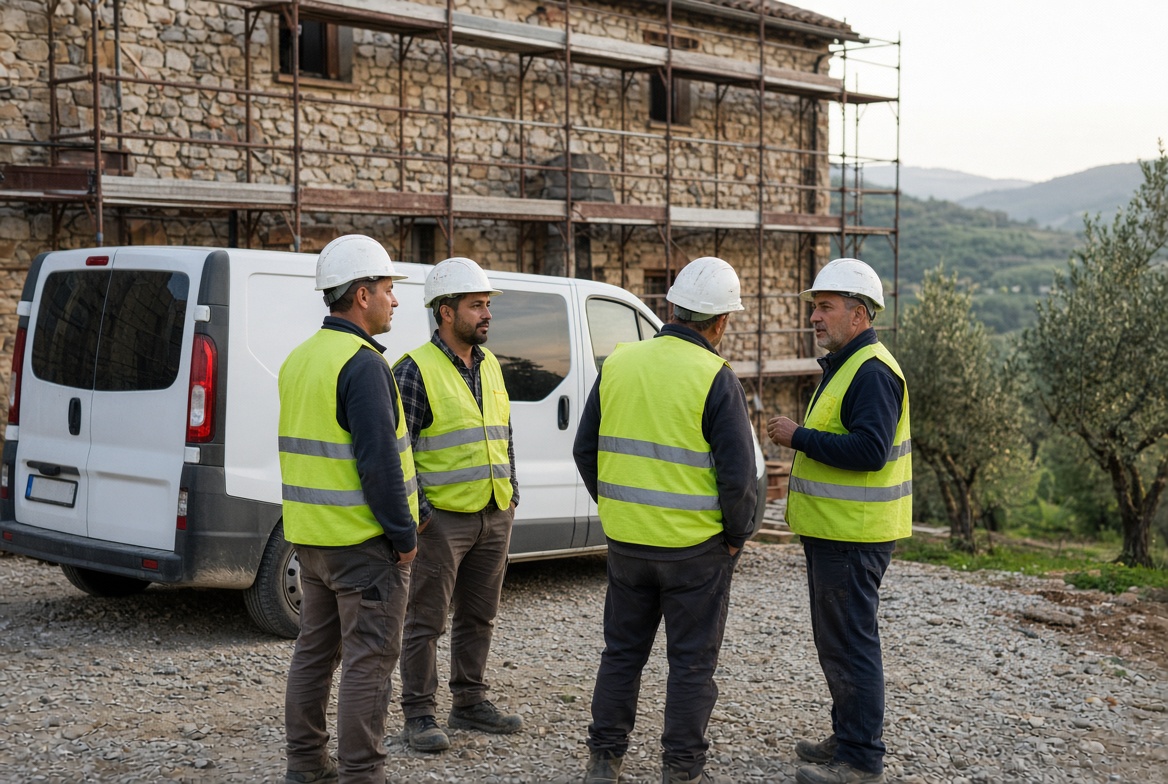 La squadra O.D. Costruzioni in cantiere
